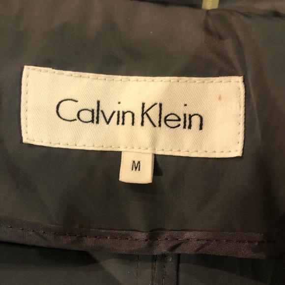 Calvin Klein zipup gray rain jacket with hidden hood - Picture 4 of 6